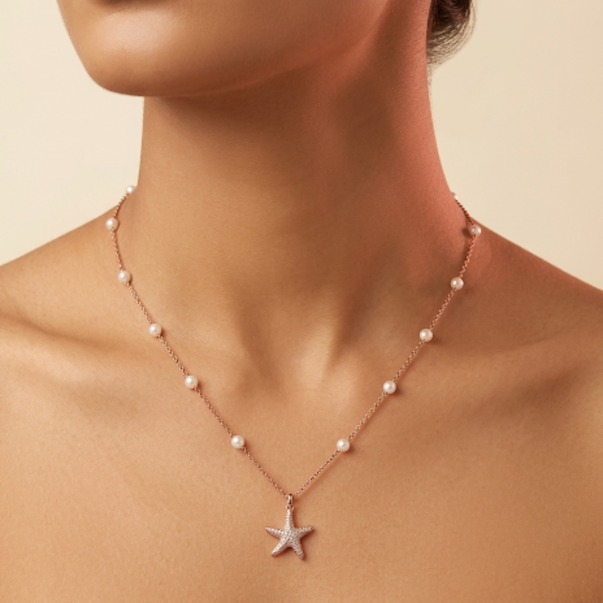 Starfish Pearl Necklace 925 Sterling Silver