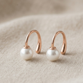 Rose Gold 92.5 Sterling Silver Vermeil Arch Pearl Stud Earrings
