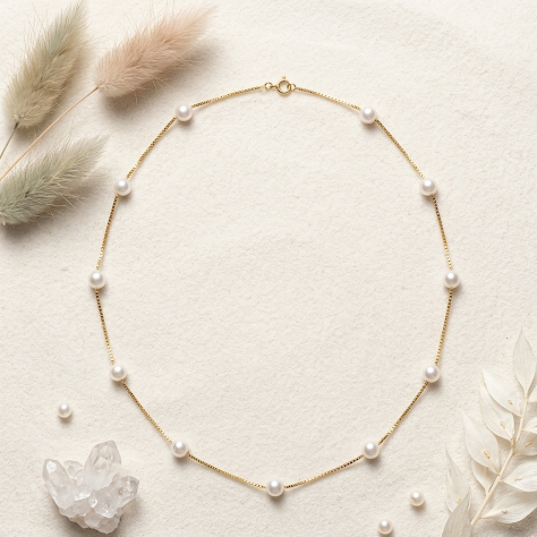 Floating Pearl Necklace 925 Sterling Silver