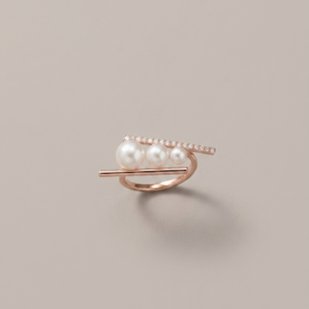 Rose Gold Vermeil Minimalist Pearl Balance Adjustable Ring