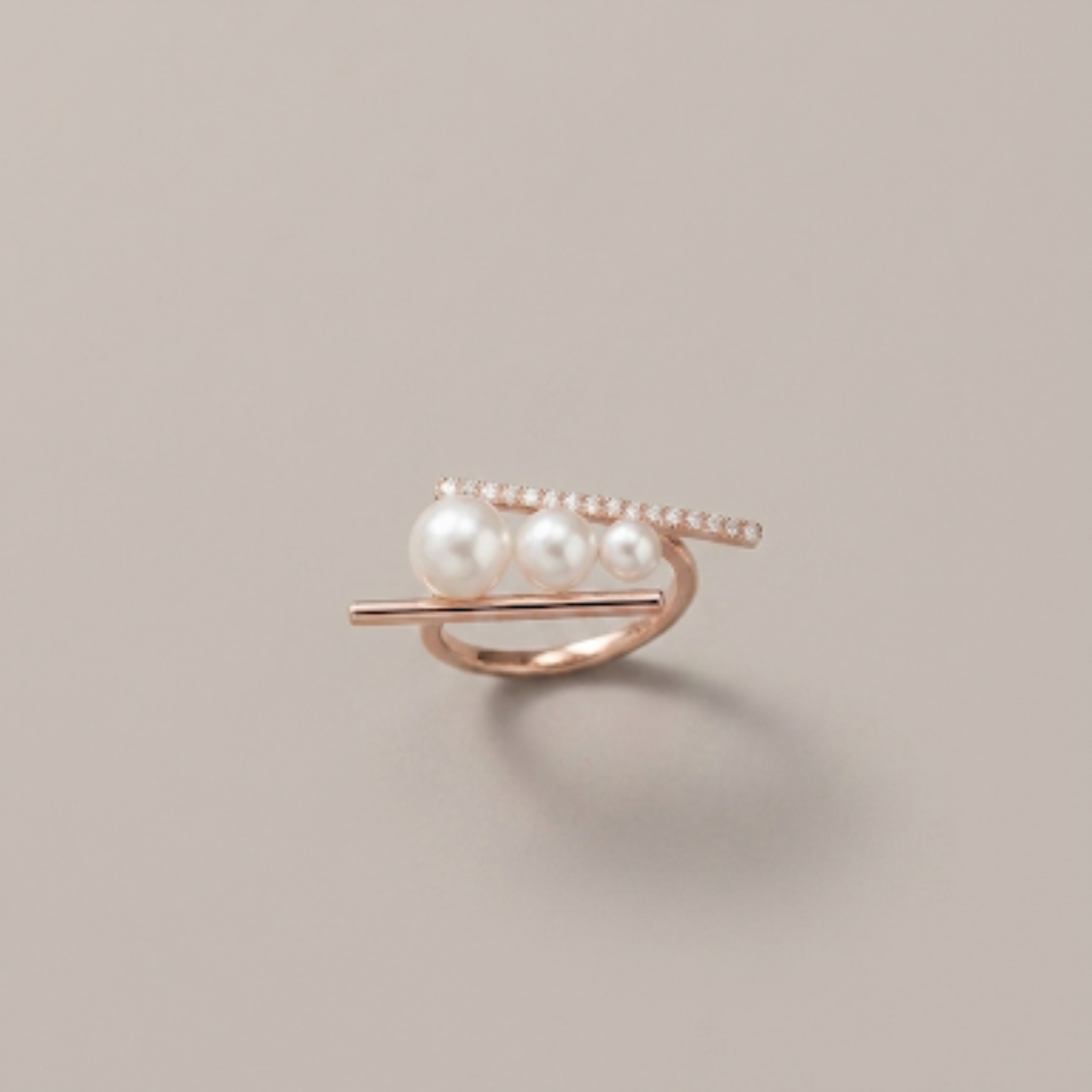 Rose Gold Vermeil Minimalist Pearl Balance Adjustable Ring