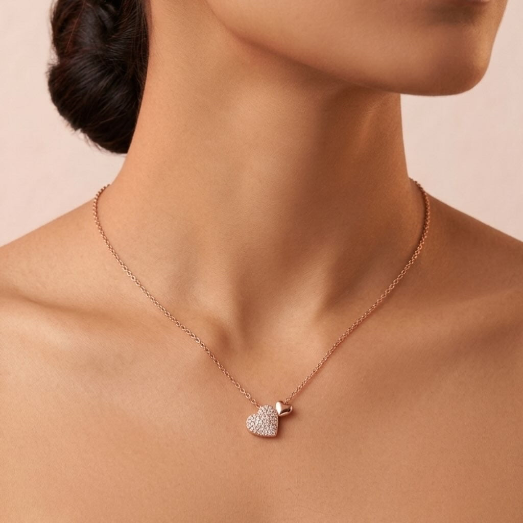 Two hearts Meet Necklace 925 Sterling Silver