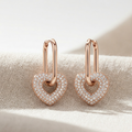 Diamond Heart Link Dangle Earring 92.5 Sterling Silver