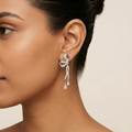 Sparkling Ribbon Bow Drop Earrings 925 Sterling Silver