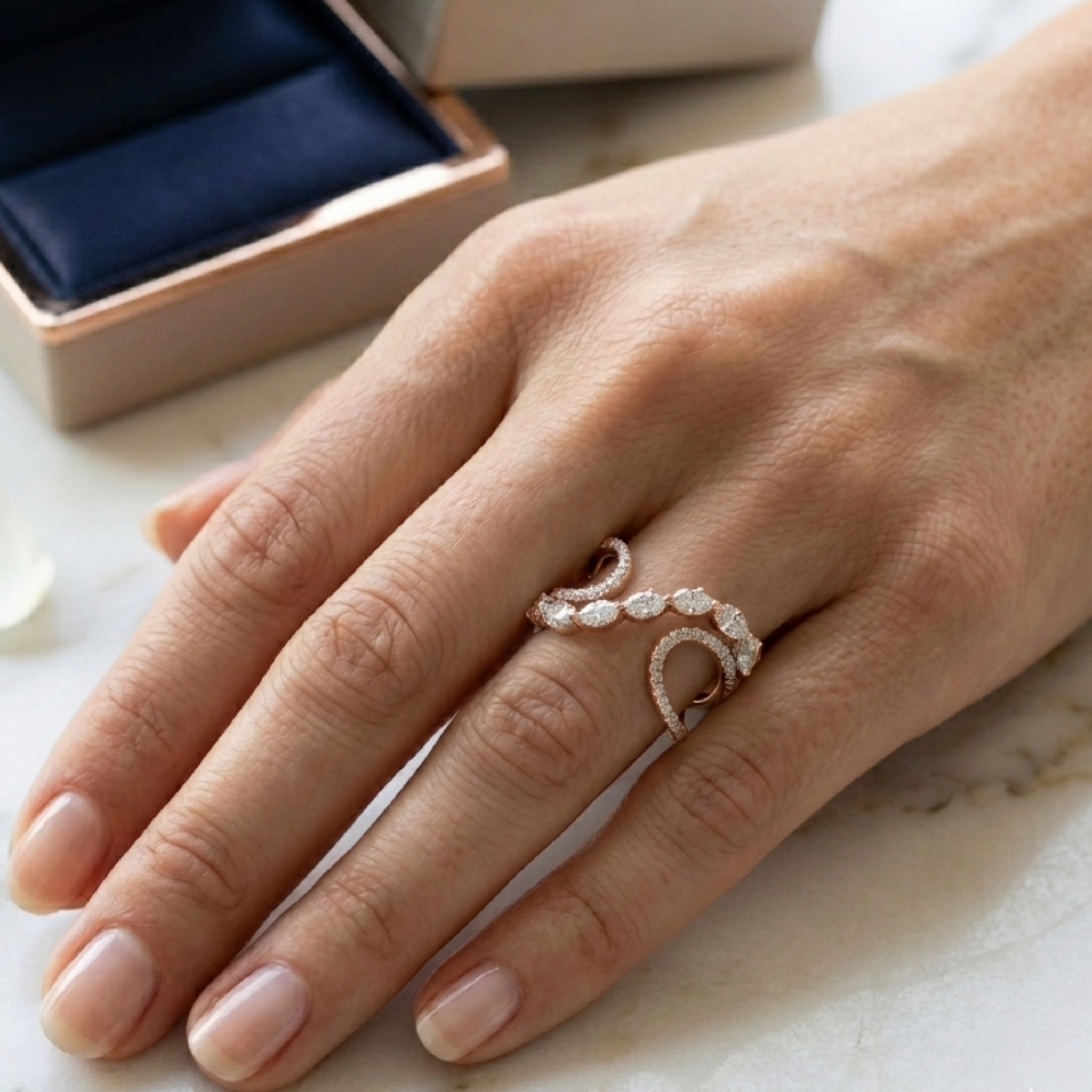 Wave Marquise Statement Ring in 92.5 Sterling Silver