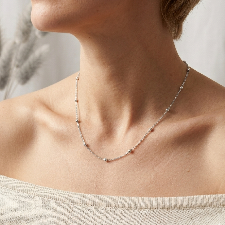 Unisex Celestial Bead Satellite Chain 92.5 Sterling Silver