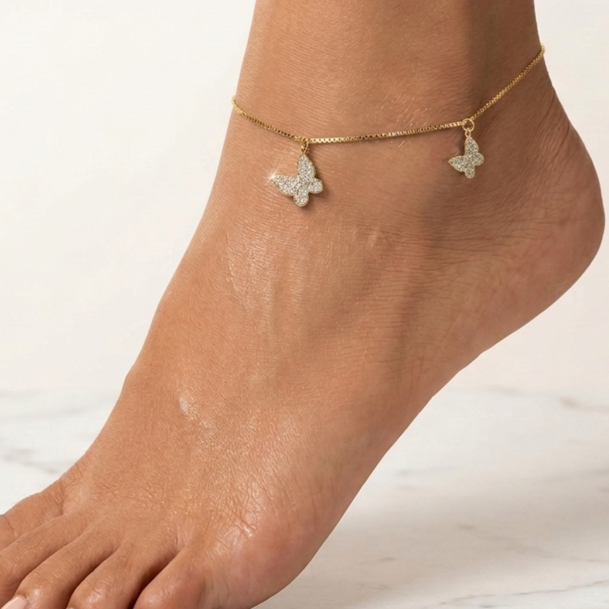 Butterfly Anklet 925 Sterling Silver
