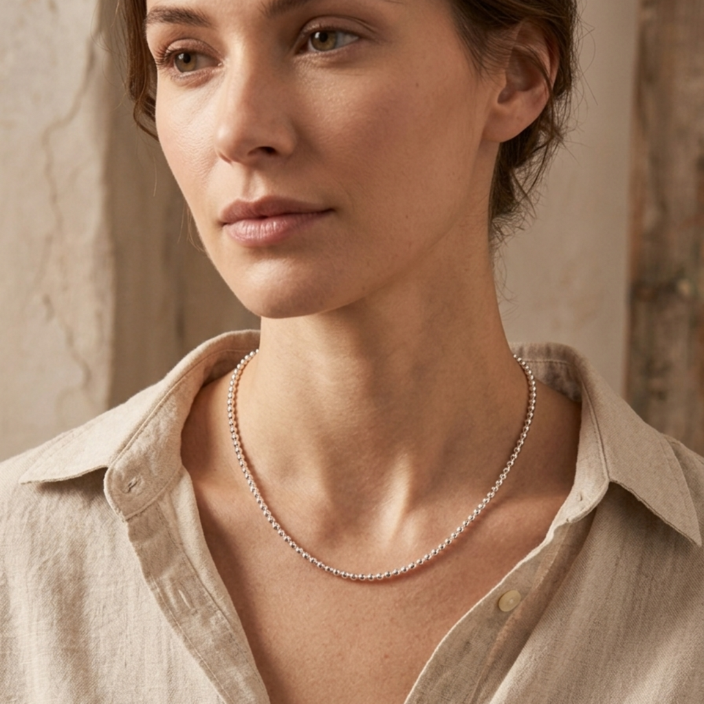 unisex Classic Silver Bead Chain 92.5 Sterling Silver