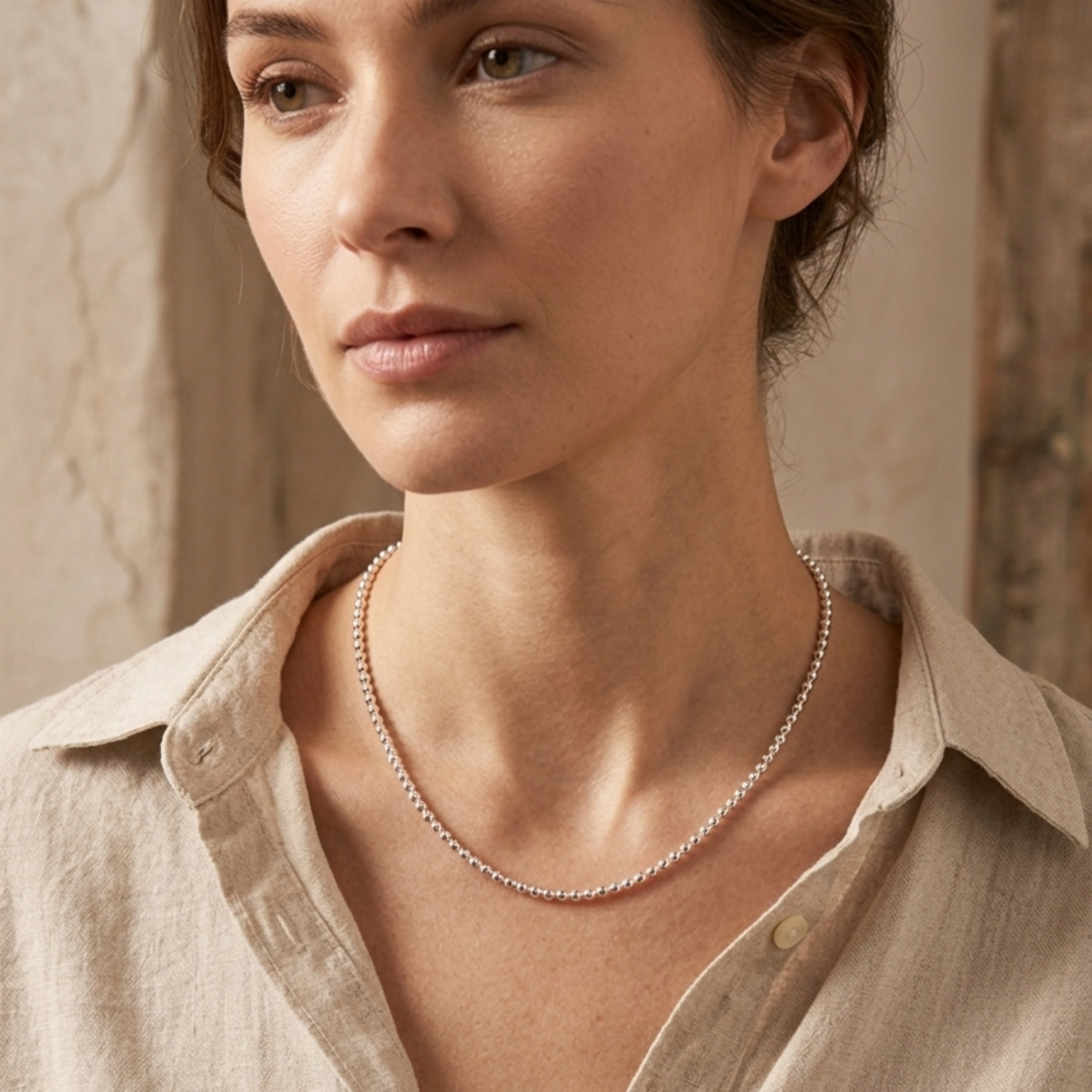 unisex Classic Silver Bead Chain 92.5 Sterling Silver
