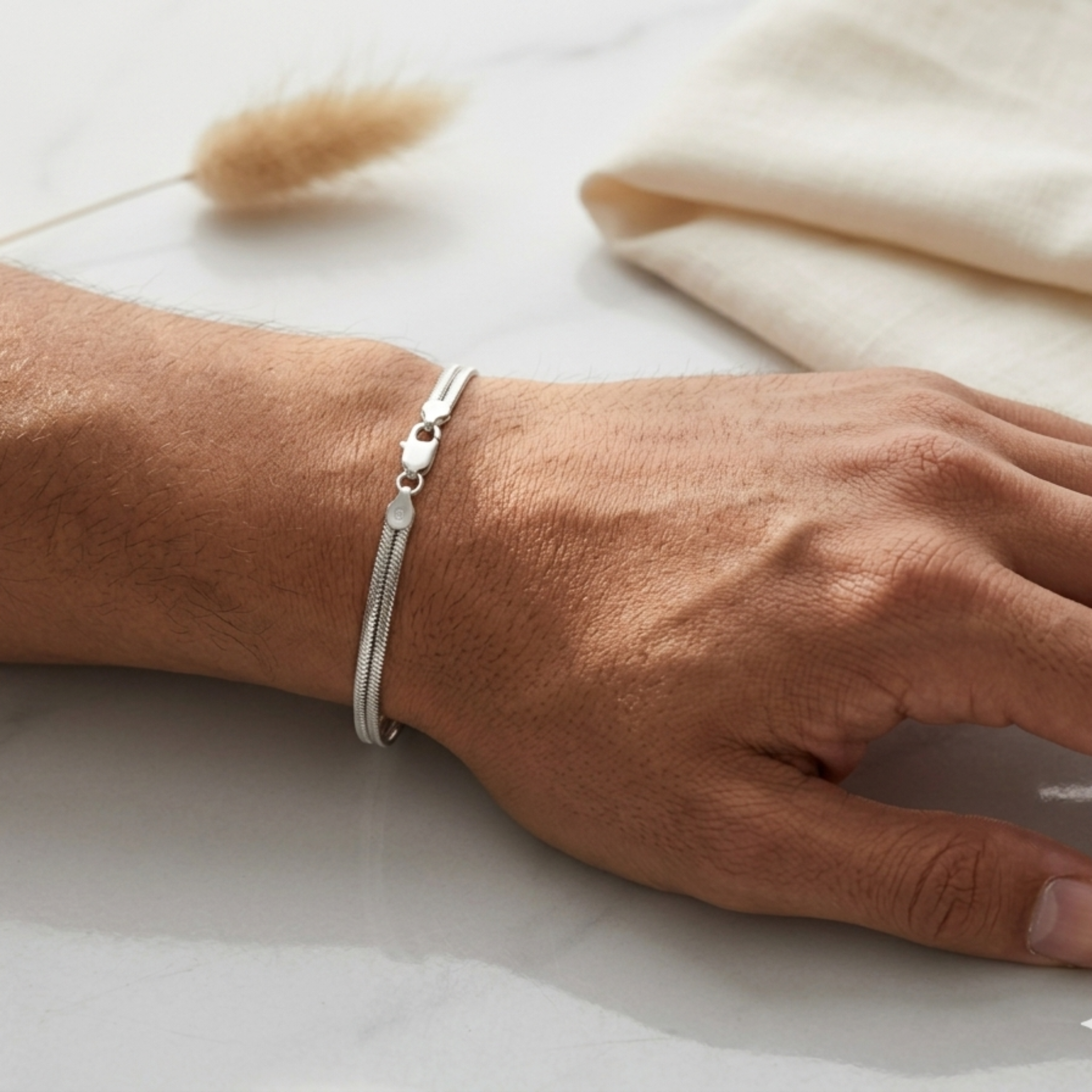 Dual-Layer Silver Snake Bracelet 92.5 Sterling Silver