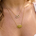 Interlocking Circles & Oval Layered Necklace 925 Sterling Silver