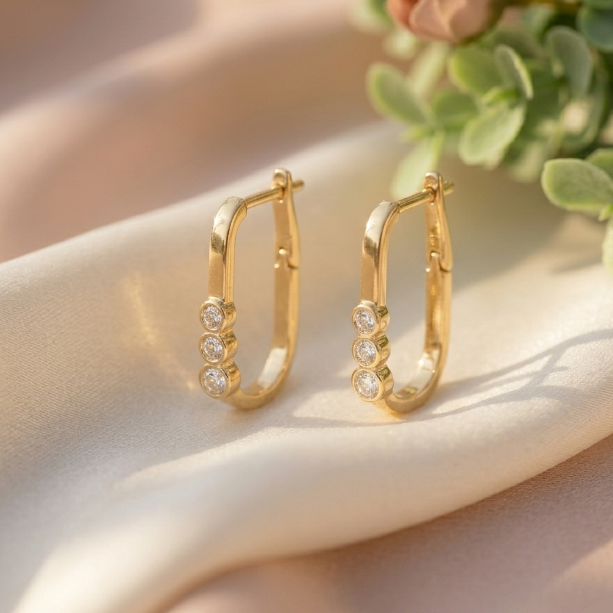 Aria Bezel Oval Earrings 925 Sterling Silver