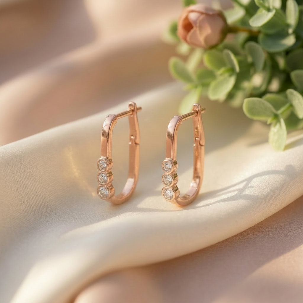 Aria Bezel Oval Earrings 925 Sterling Silver