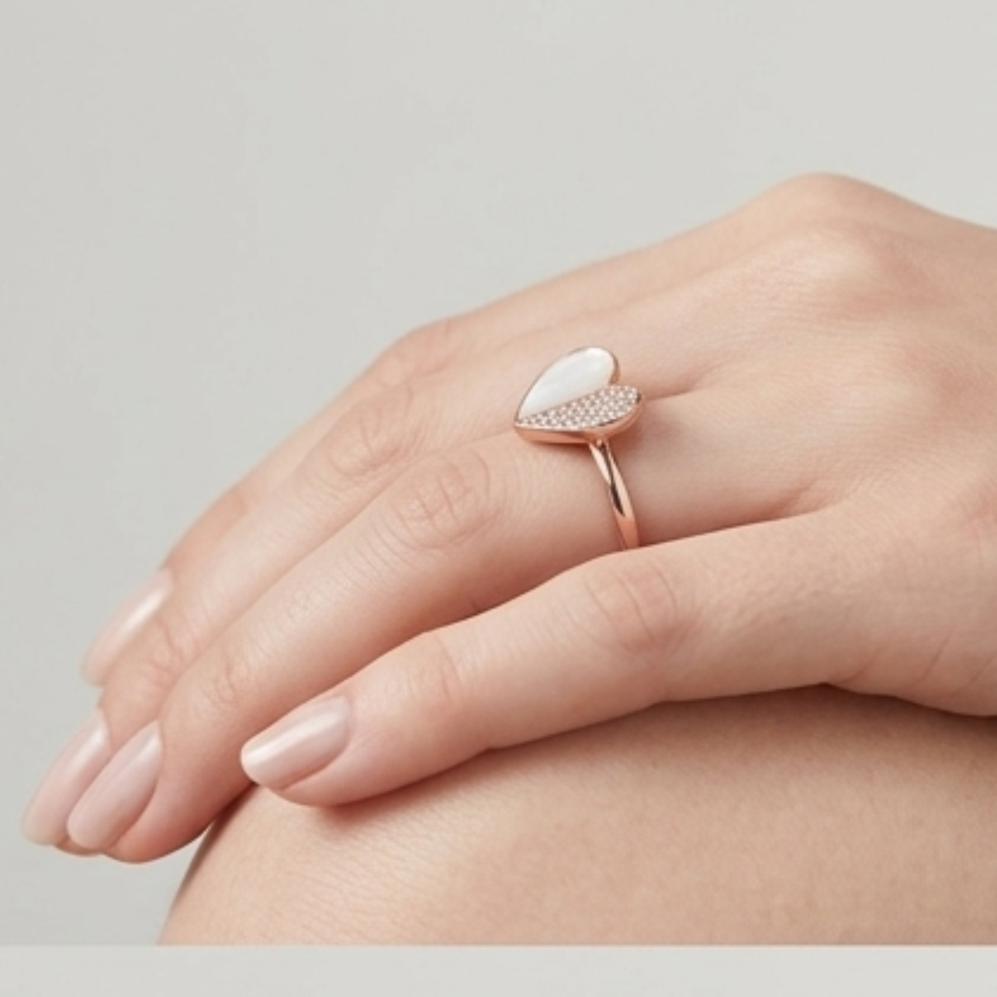 Mother of Pearl Heart Ring for Women 92.5 Sterling Silver