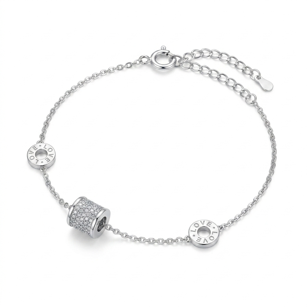 Revolving Barrel Bracelet 925 Sterling Silver
