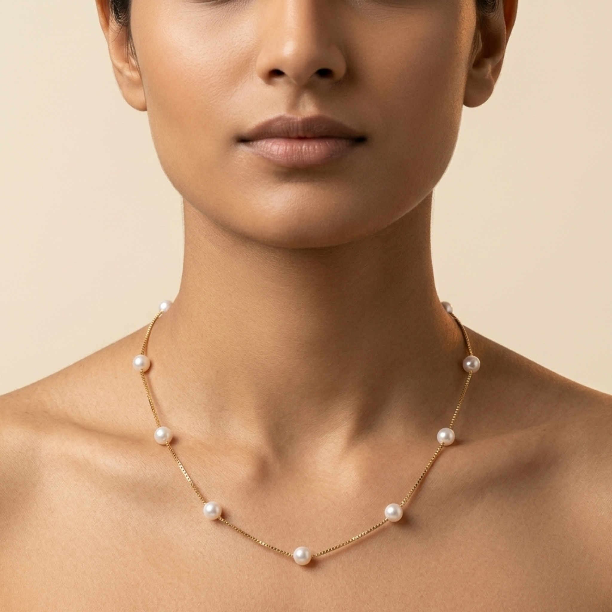 Floating Pearl Necklace 925 Sterling Silver
