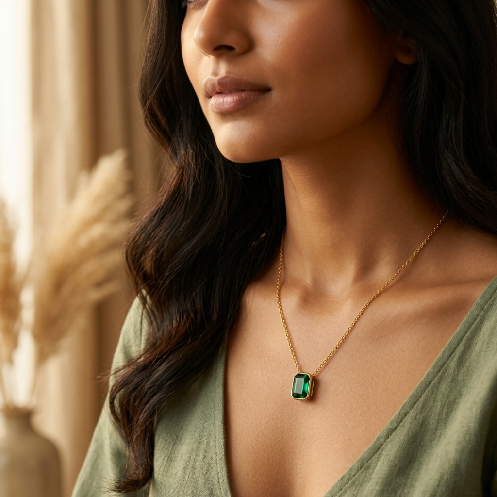 Classic Emerald Necklace 925 Sterling Silver