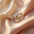 Modern Two-Tone Double Hoop Earrings 925 Sterling Silver