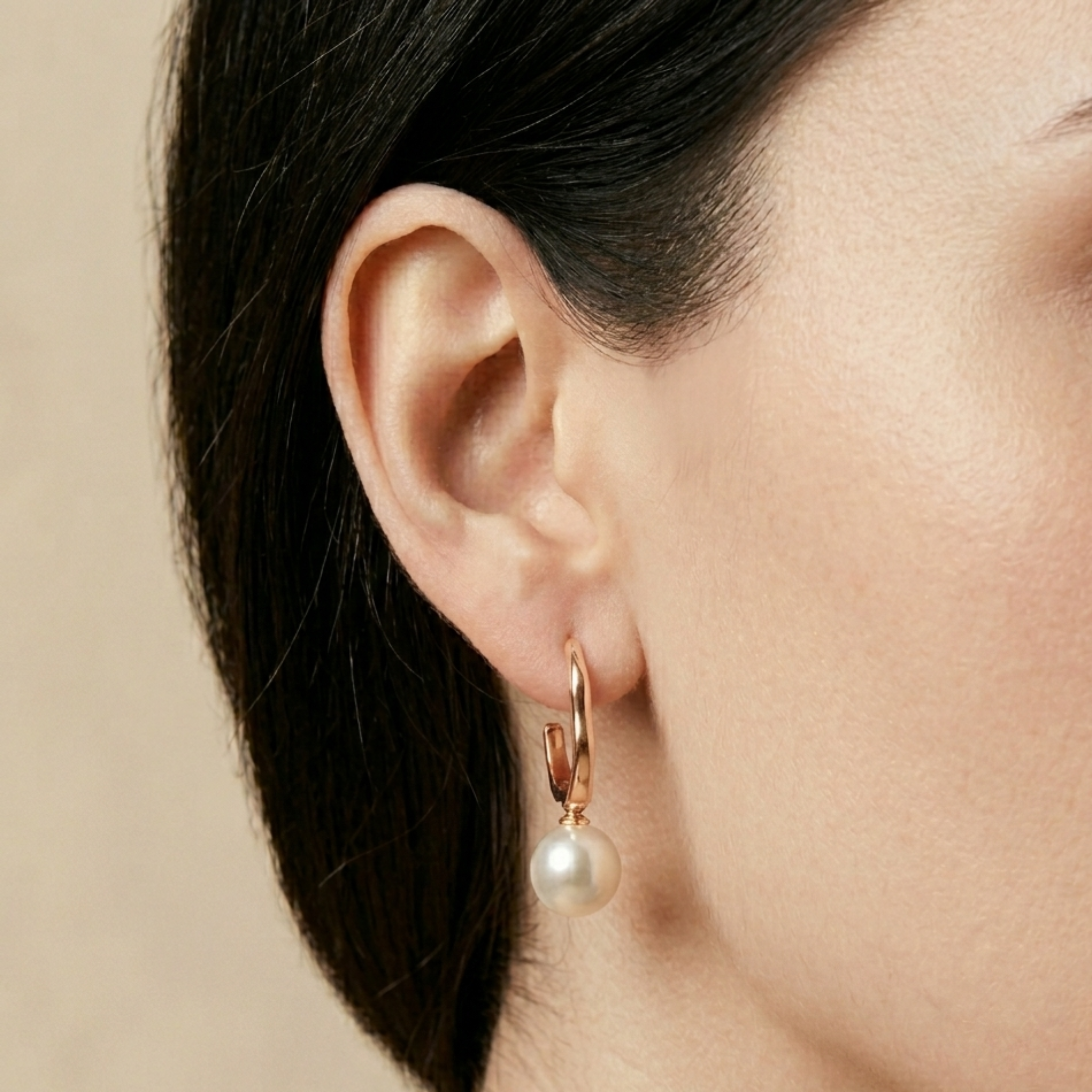 Textured Pearl Drop 92.5 Sterling Silver Hoop Earrings