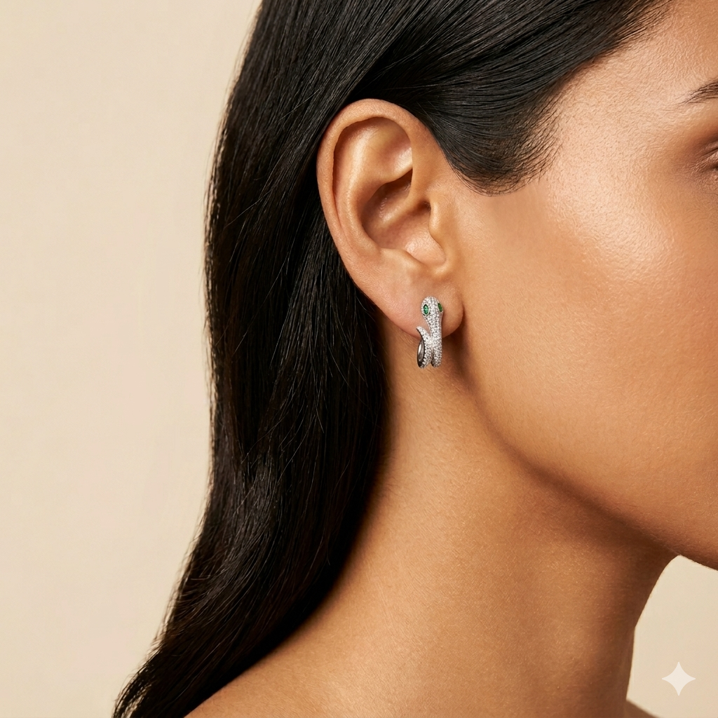 Medusa Serpent Hoops 925 Sterling Silver
