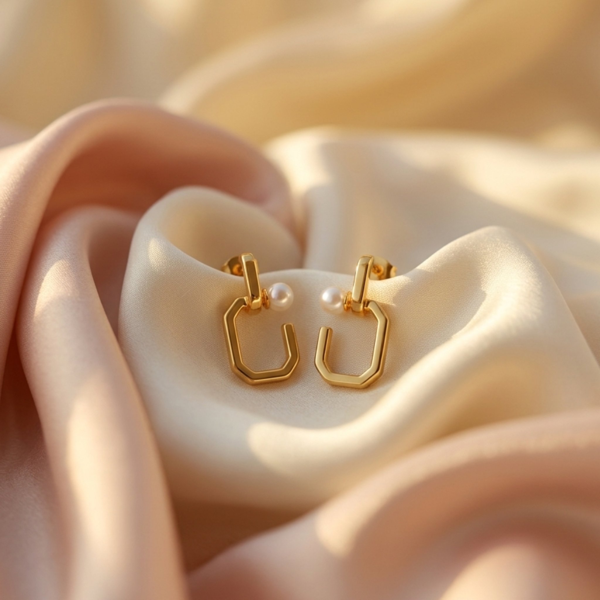 Nova Geometric Pearl Huggies 925 Sterling Silver