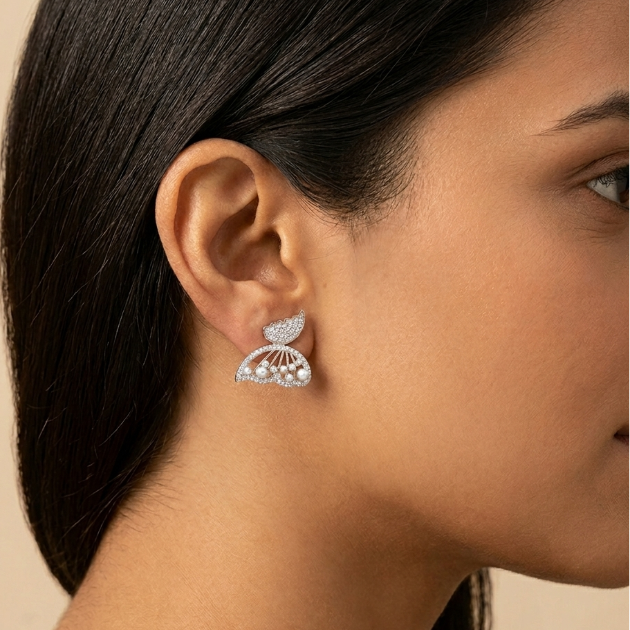 Sparkle & Shell 92.5 Sterling Silver Pearl Drop Earrings