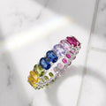 Multicolor Rainbow Sapphire Eternity Ring in 92.5 Sterling Silver