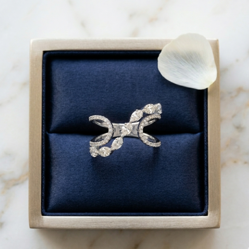 Wave Marquise Statement Ring in 92.5 Sterling Silver