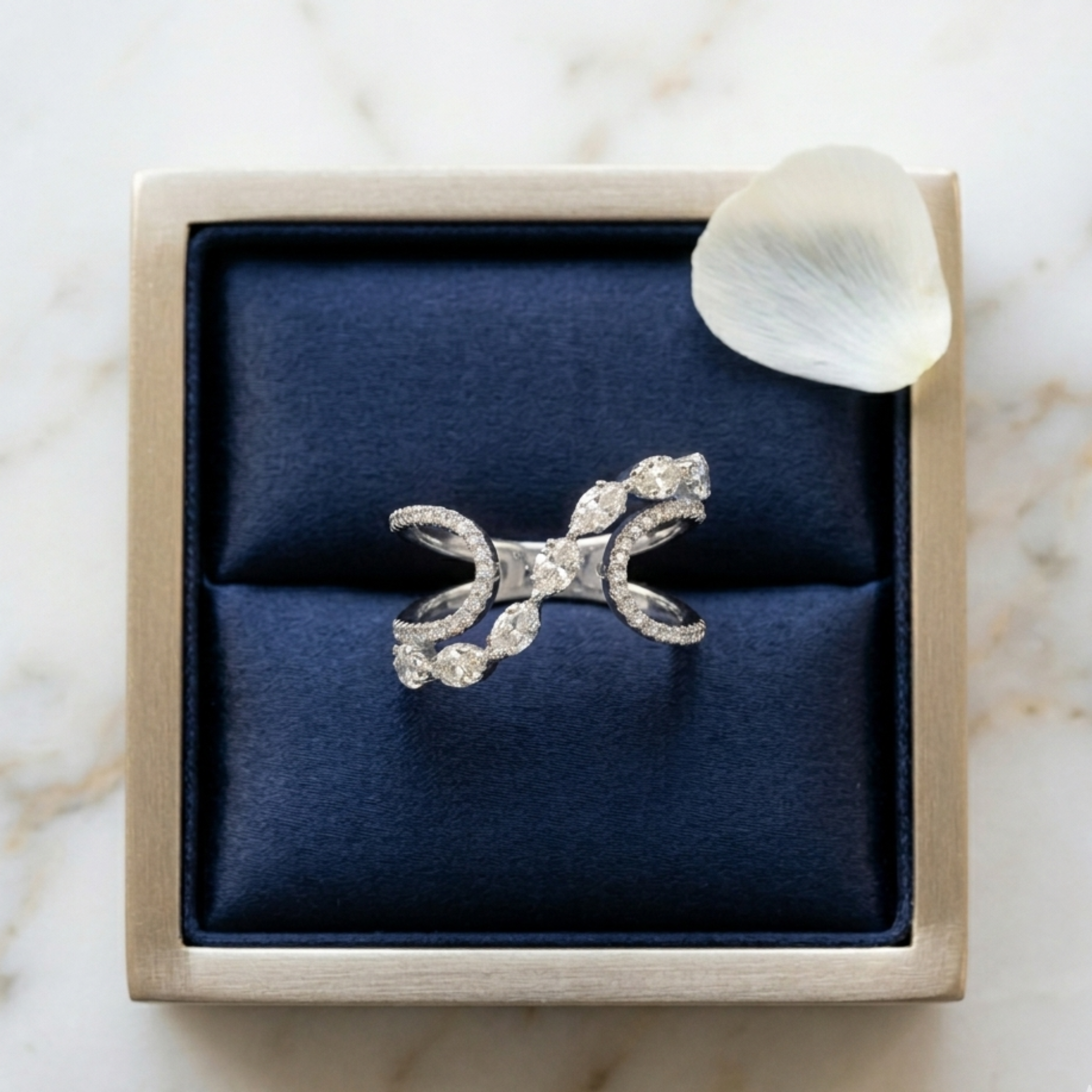 Wave Marquise Statement Ring in 92.5 Sterling Silver