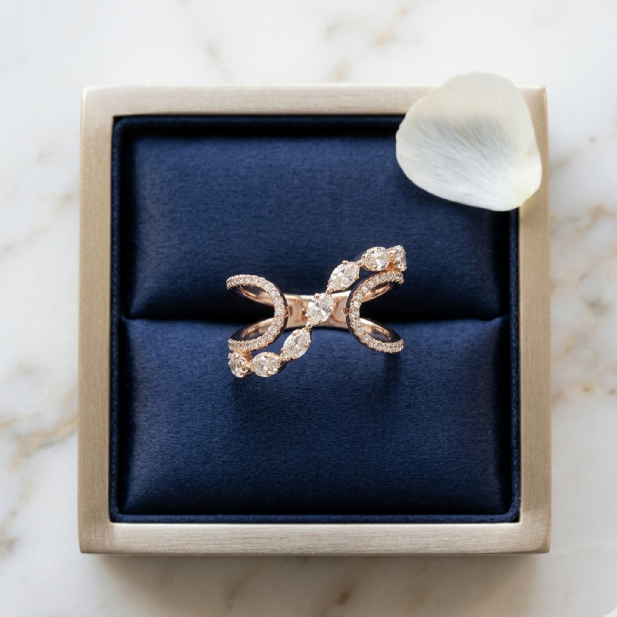 Wave Marquise Statement Ring in 92.5 Sterling Silver