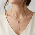 18K Rose Gold Plated 92.5 Sterling Silver Puff Heart Lariat Necklace