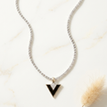 Onyx V-Neck Chain and Pendant 92.5 Sterling Silver