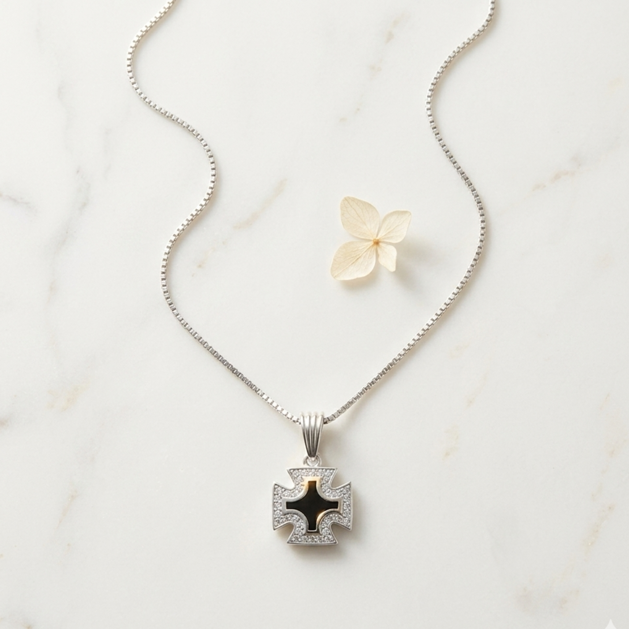 Gothic Chain with Cross Pendant 92.5 Sterling Silver