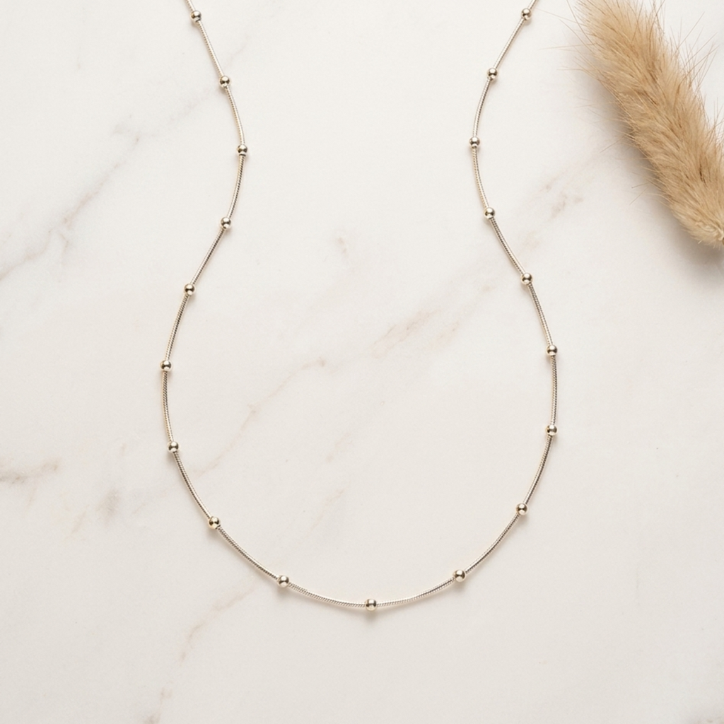 Beaded station chain 92.5 Sterling Silver