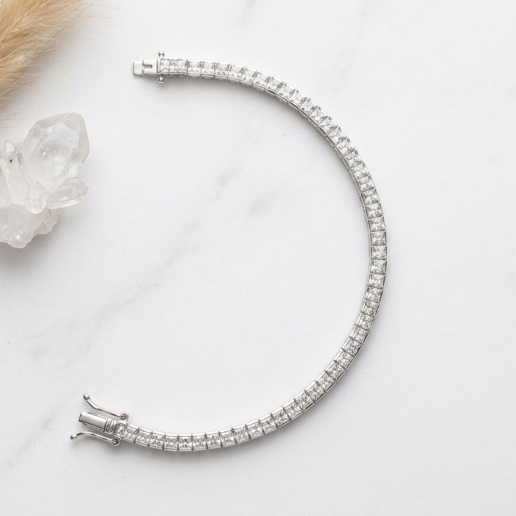 Eternity Square-Cut Tennis Bracelet 92.5 Sterling Silver