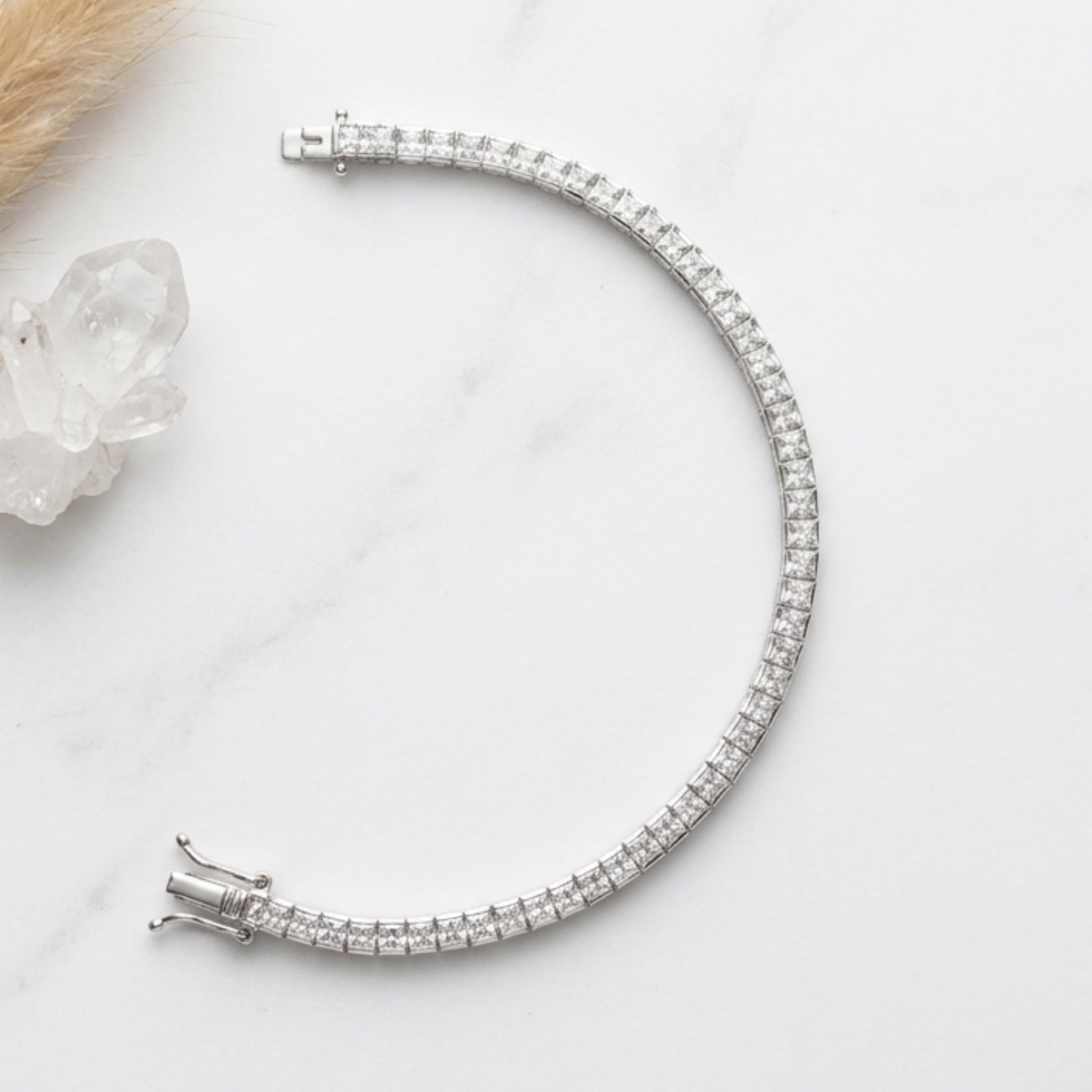 Eternity Square-Cut Tennis Bracelet 92.5 Sterling Silver