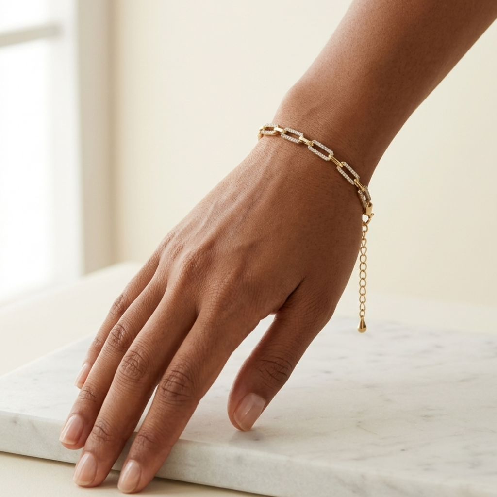 The Pavé Link Bracelet 92.5 Sterling Silver