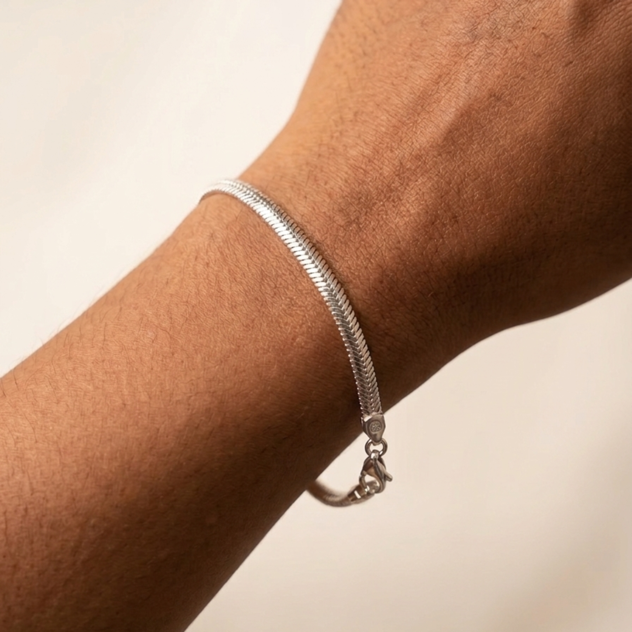 Classic Herringbone Flat Snake Chain Bracelet 92.5 Sterling Silver