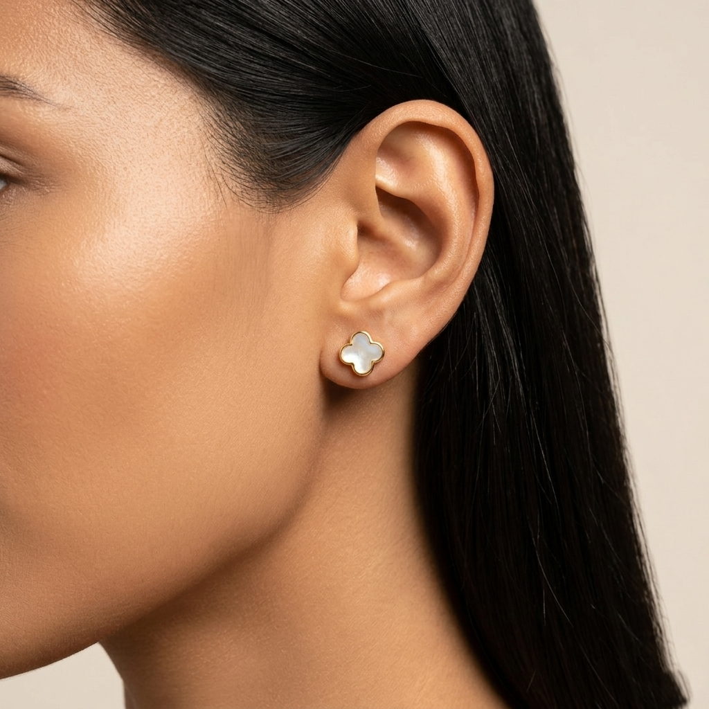 Luminous Pearl Hammered Hoops 925 Sterling Silver